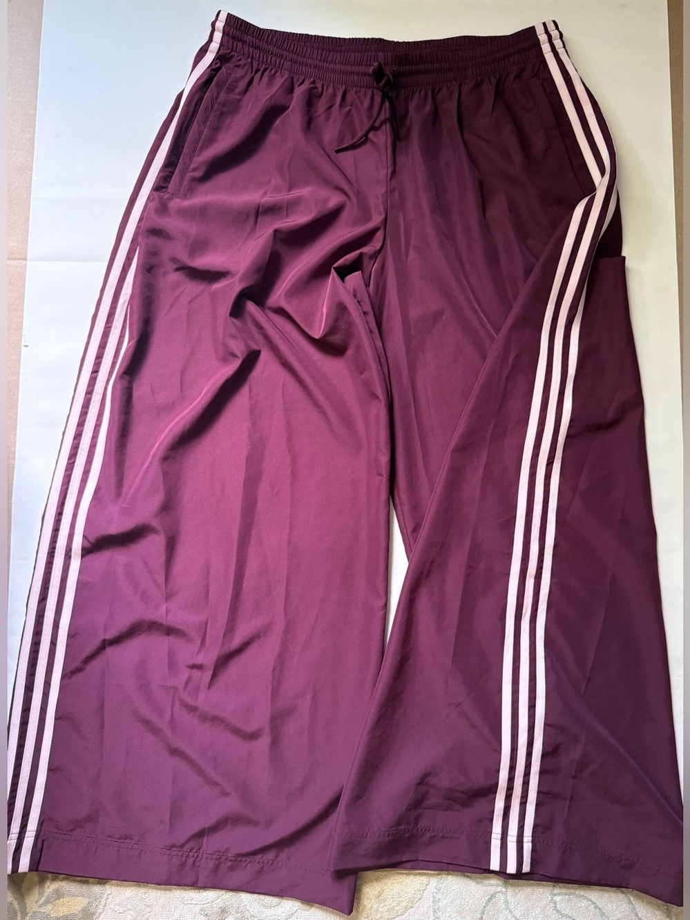 Adidas [M] Firebird Adilenium Wide Leg Track Pants Maroon/Sandy Pink KW3619 - Picture 7 of 11